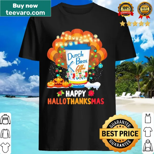 Whimsical Hallothanksmas turkey and coffee shirt