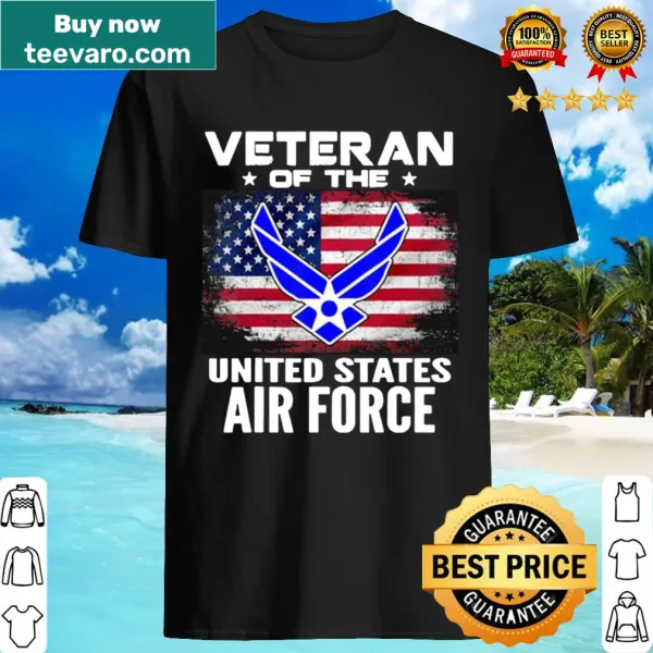 T-shirt featuring the American flag and text honoring the Air Force veteran.