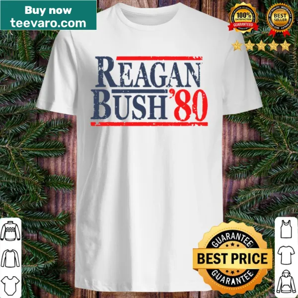 Vintage-style T-shirt featuring Ronald Reagan and George Bush from 1980