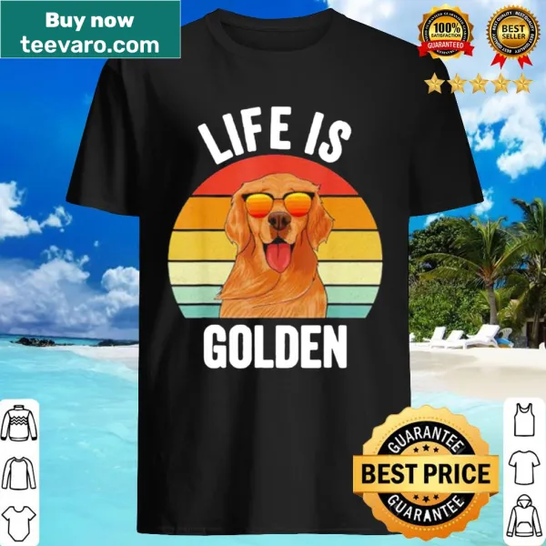 Vintage-style shirt with 'Life is Golden Retriever' text and graphic