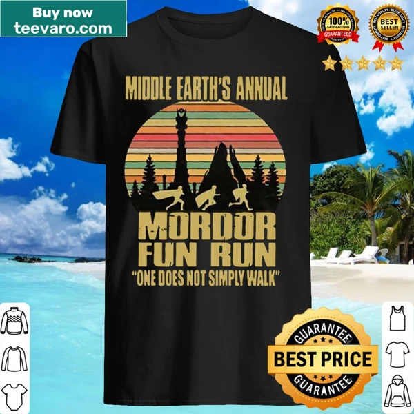 Mordor-themed fun run shirt with playful design