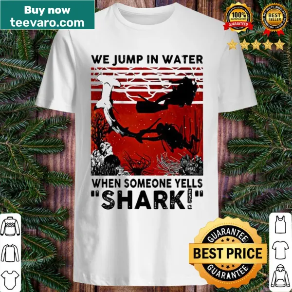 Fun beach-themed T-shirt featuring a humorous shark saying.