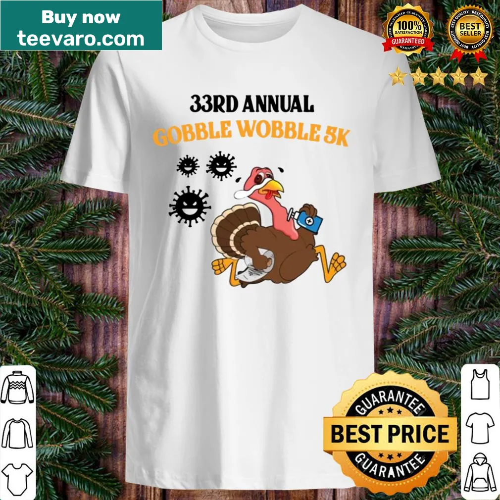 Thanksgiving Gobble Wobble 5k event shirt with turkey graphic