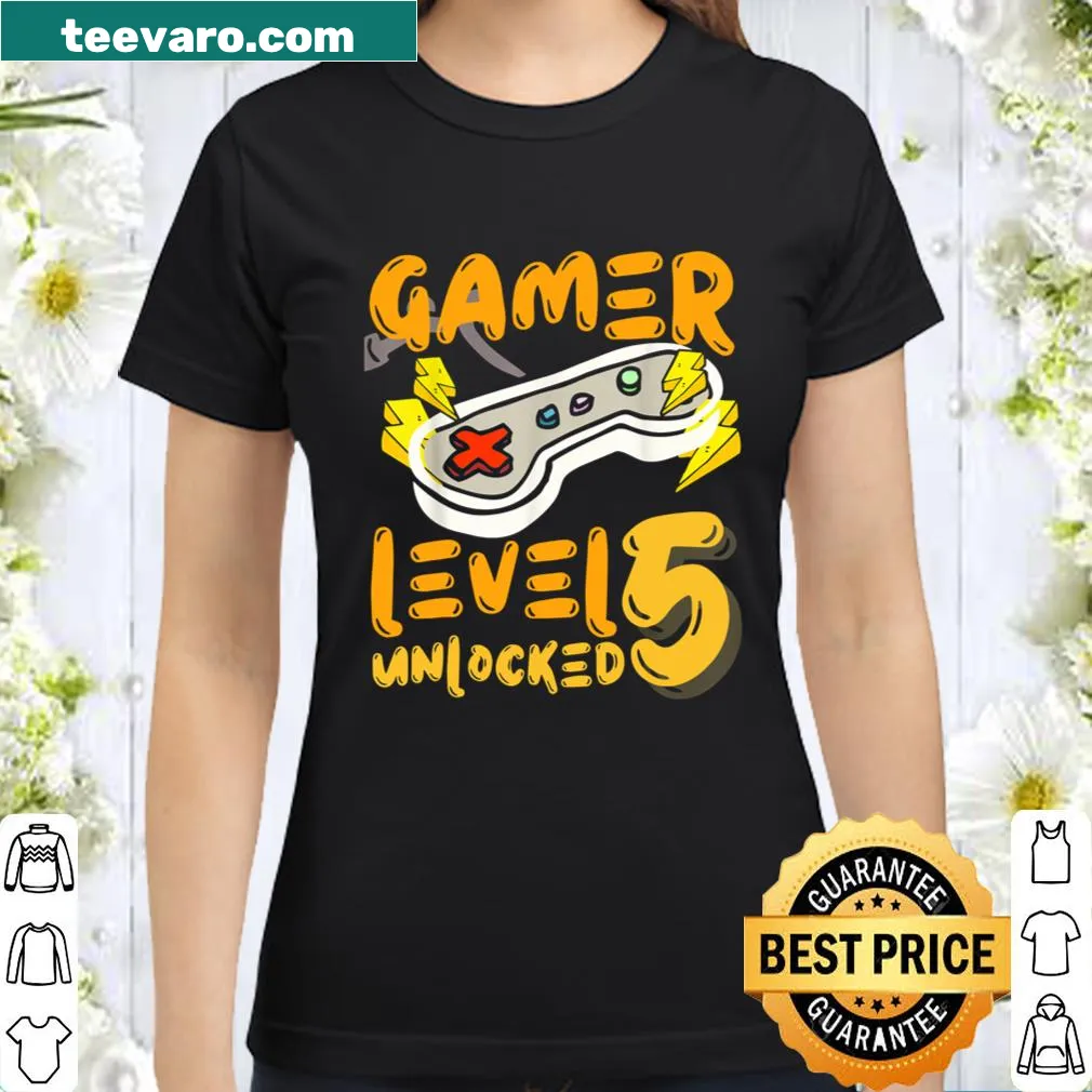 Shirt with gaming-themed text for a 5th birthday