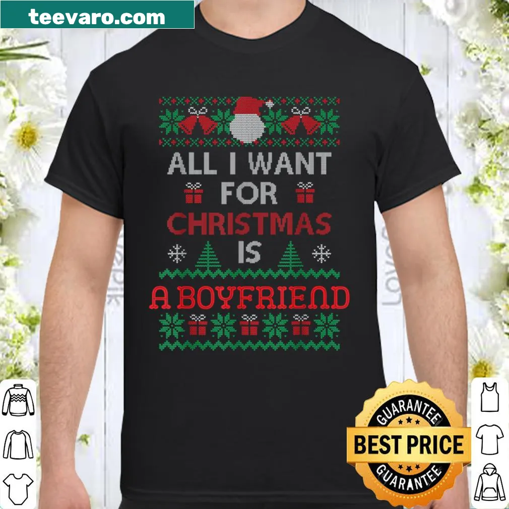 Christmas shirt wishing for a boyfriend with charming typography