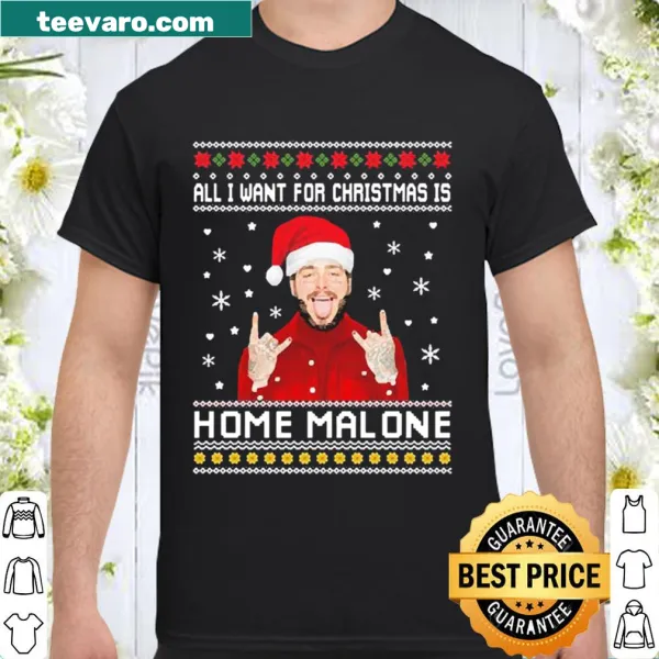 Retro Home Malone graphic on a funny Christmas shirt