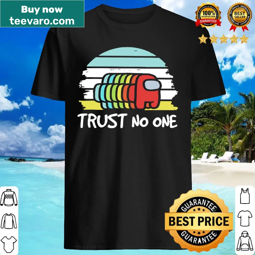 Vintage distressed shirt featuring 'trust no one' from Among Us