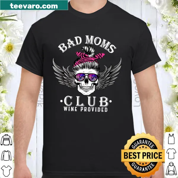 Hoodie featuring 'Bad Moms Club' with skull and sunglasses graphic
