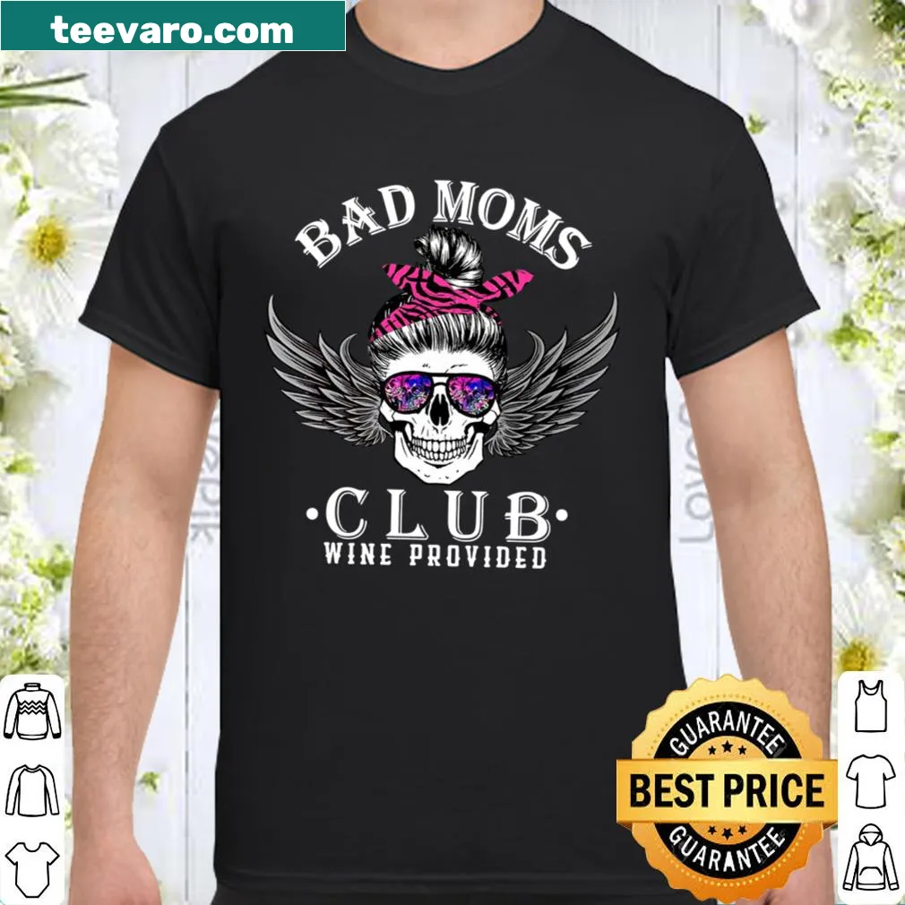 Hoodie featuring 'Bad Moms Club' with skull and sunglasses graphic