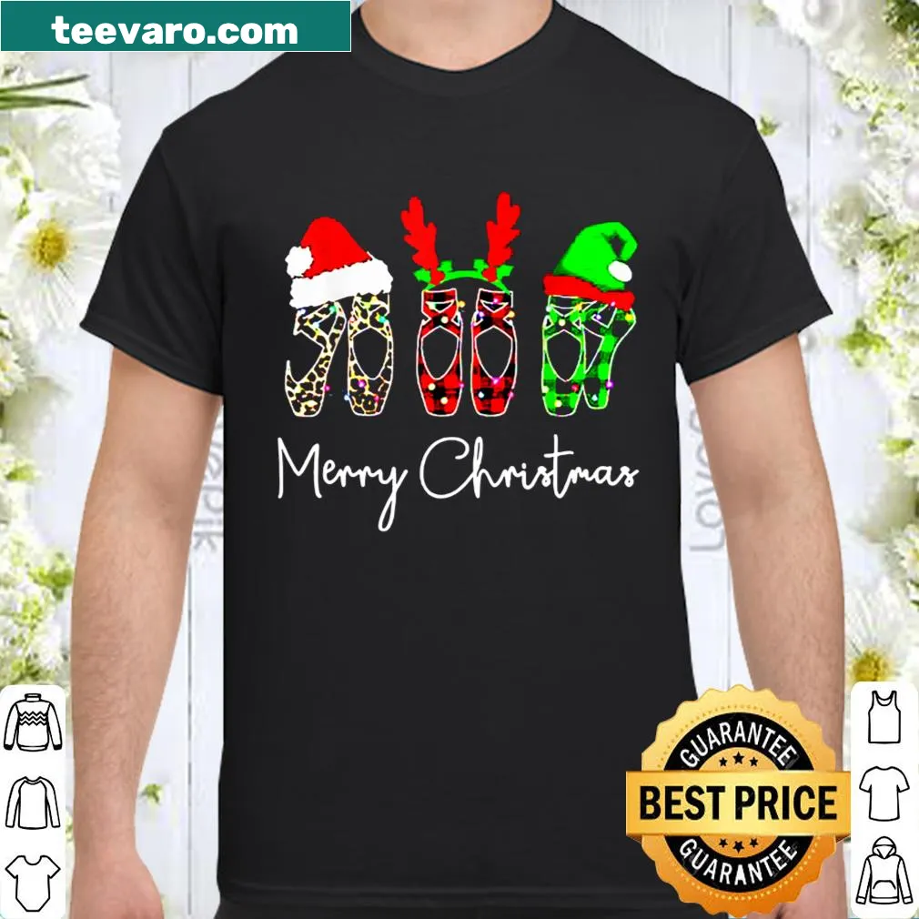 Elegant ballerina design with Christmas elements on a shirt