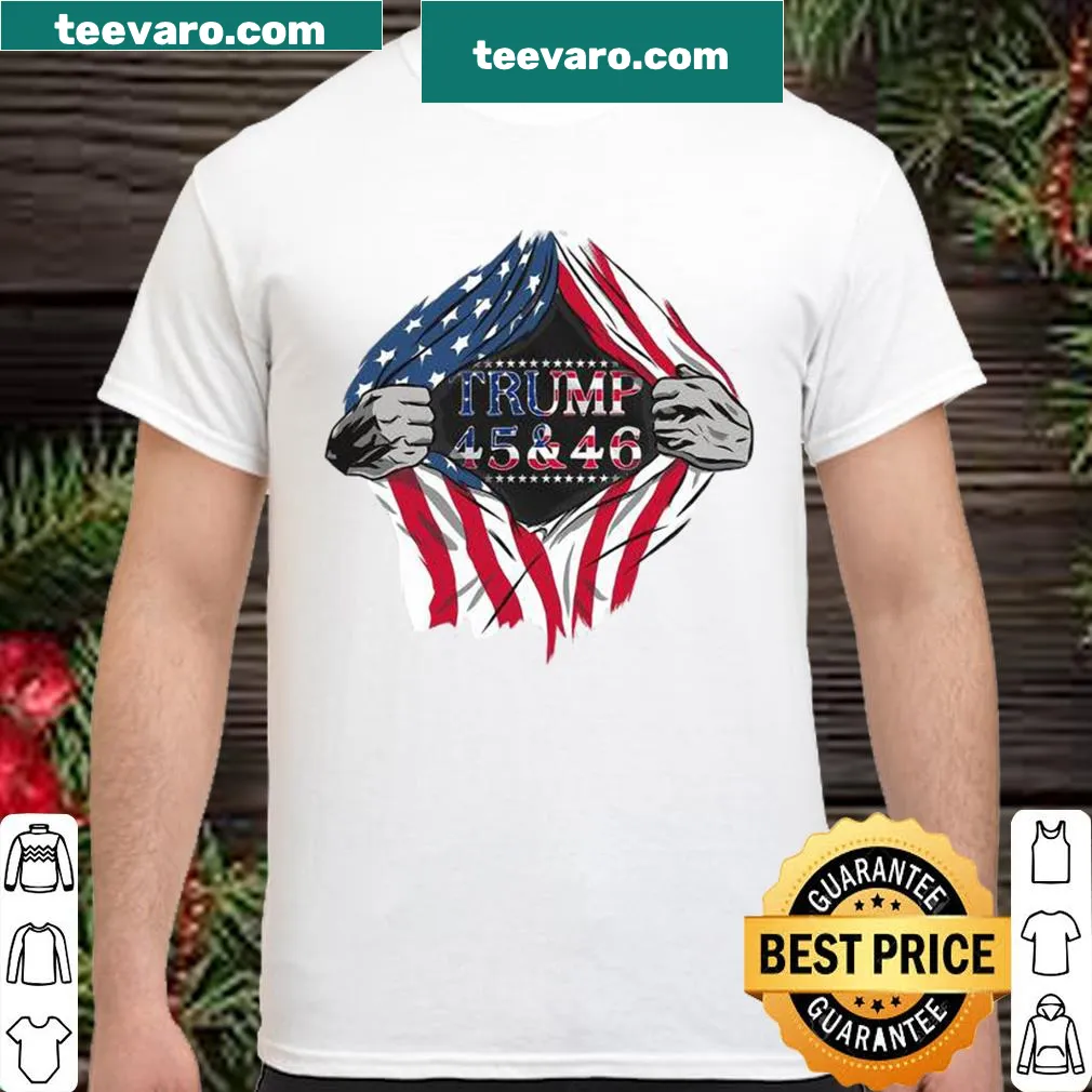 Graphic tee featuring text about Trump with an American flag background
