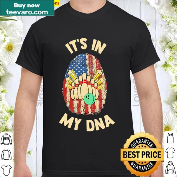 Patriotic bowling DNA graphic on a casual shirt