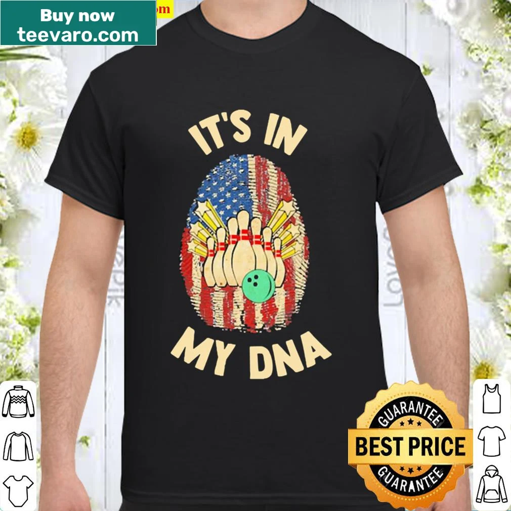 Patriotic bowling DNA graphic on a casual shirt