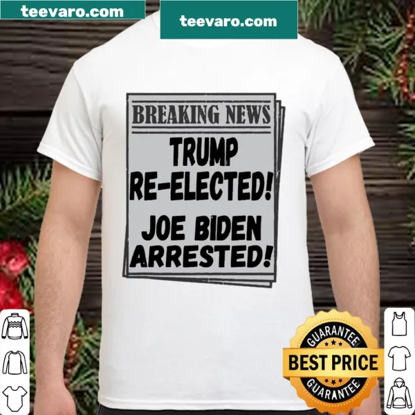 Breaking news themed shirt featuring Trump and Biden with humorous text