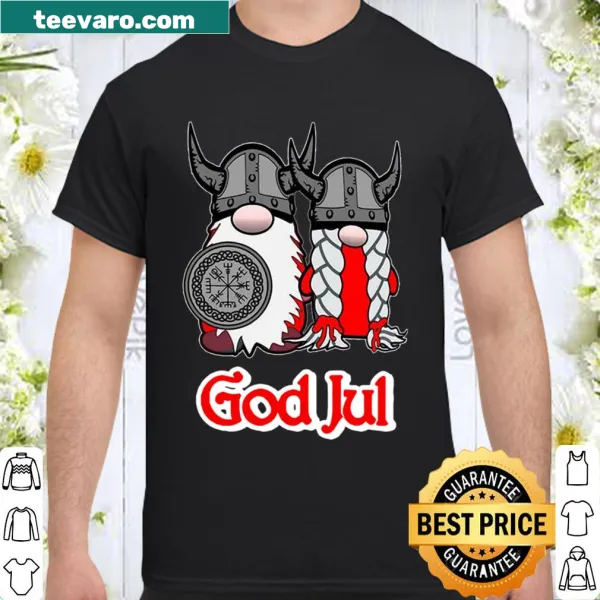 Viking Tomte illustration with 'God Jul' holiday greeting