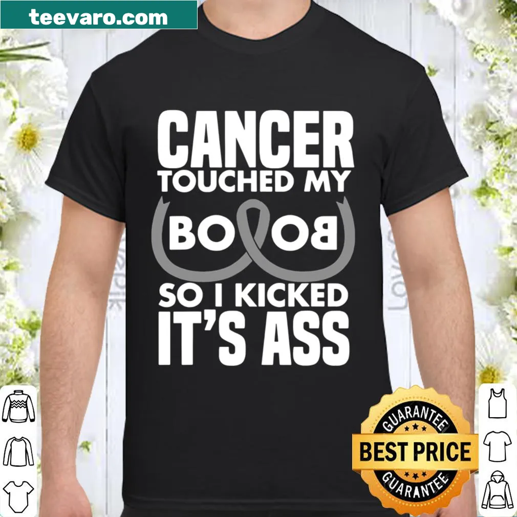 Empowering cancer awareness graphic on a casual shirt