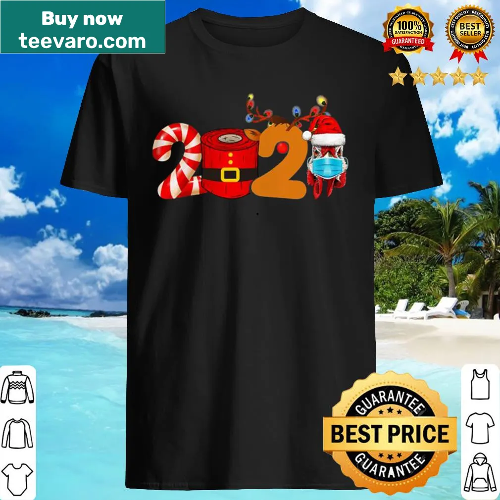 Humorous Christmas shirt featuring chickens and toilet paper in a fun design