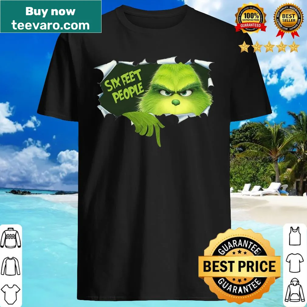 Funny Grinch Christmas shirt with social distancing theme