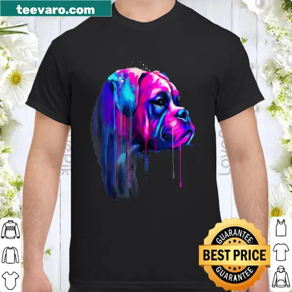 Artistic Boxer dog shirt featuring a watercolor illustration