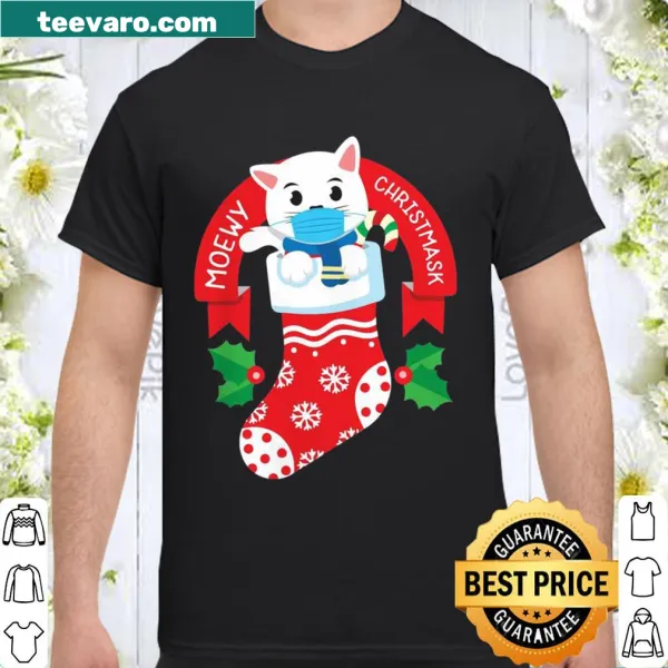Cute cat face shirt with a Christmas stocking design