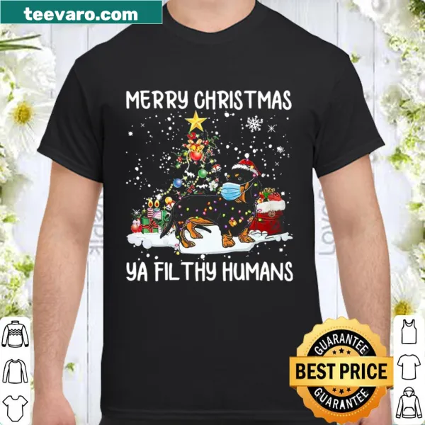 Dachshund graphic with text for Christmas humor.
