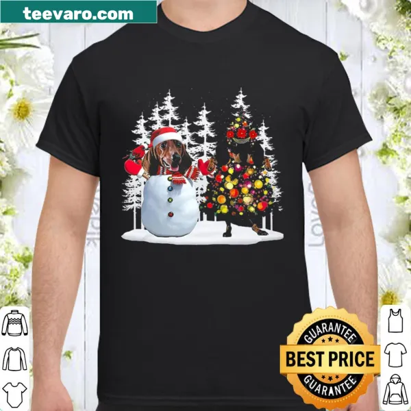Dachshund shirt featuring a snowman and a dachshund together
