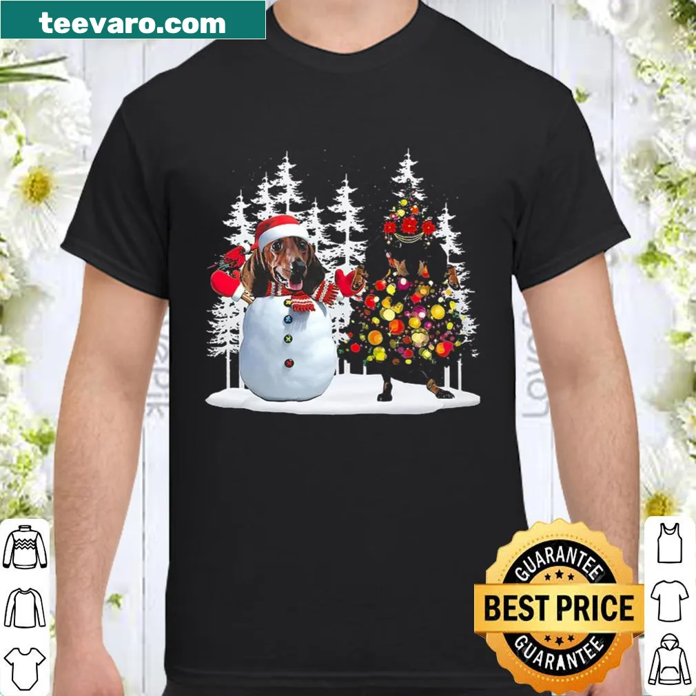 Dachshund shirt featuring a snowman and a dachshund together