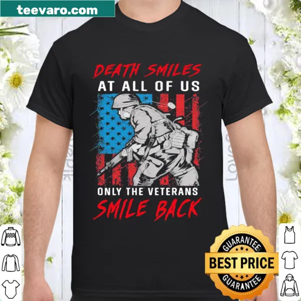 Patriotic shirt with a message honoring veterans and American flag.