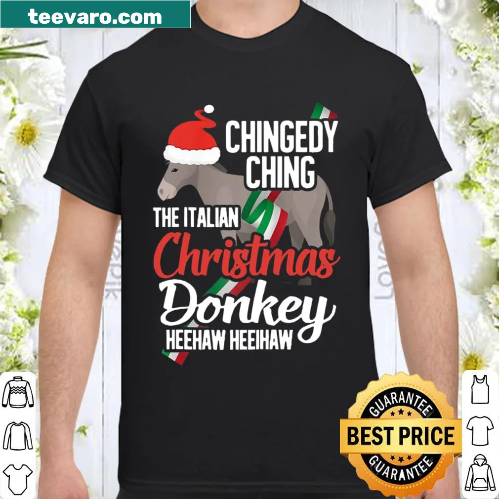 Raglan shirt featuring Dominick the Christmas Donkey illustration.