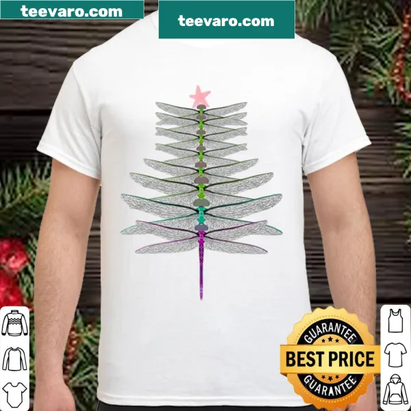 Shirt with a dragonfly illustration on a Christmas tree