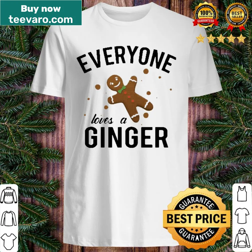 Cute gingerbread character graphic with text 'Everyone Loves A Ginger'