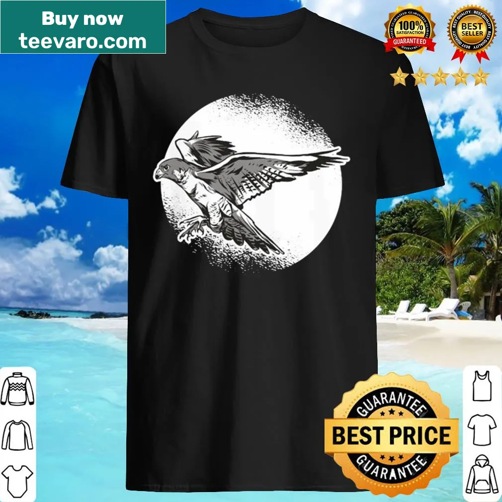 Graphic shirt featuring a detailed illustration of a falcon for falconry enthusiasts