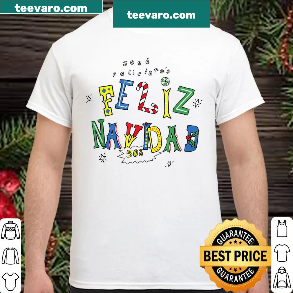 Whimsical 'Feliz Navidad' Christmas shirt with playful design — on a women's shirt