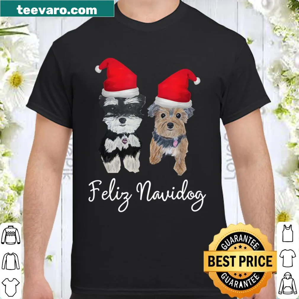 Cute Christmas shirt featuring Yorkie and Schnauzer illustrations