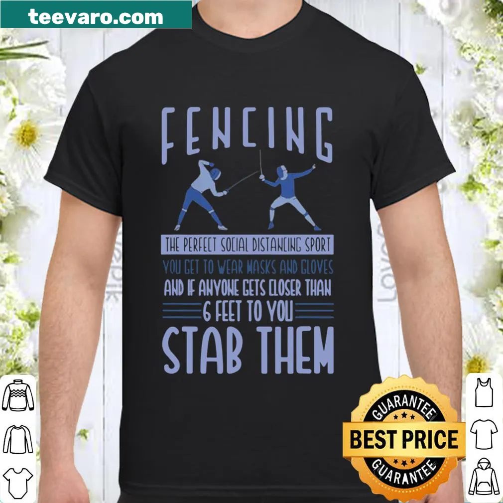 Bold typography graphic about fencing on a shirt