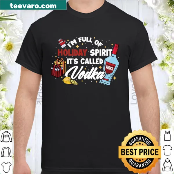 Funny Christmas shirt featuring vodka and holiday spirit humor.