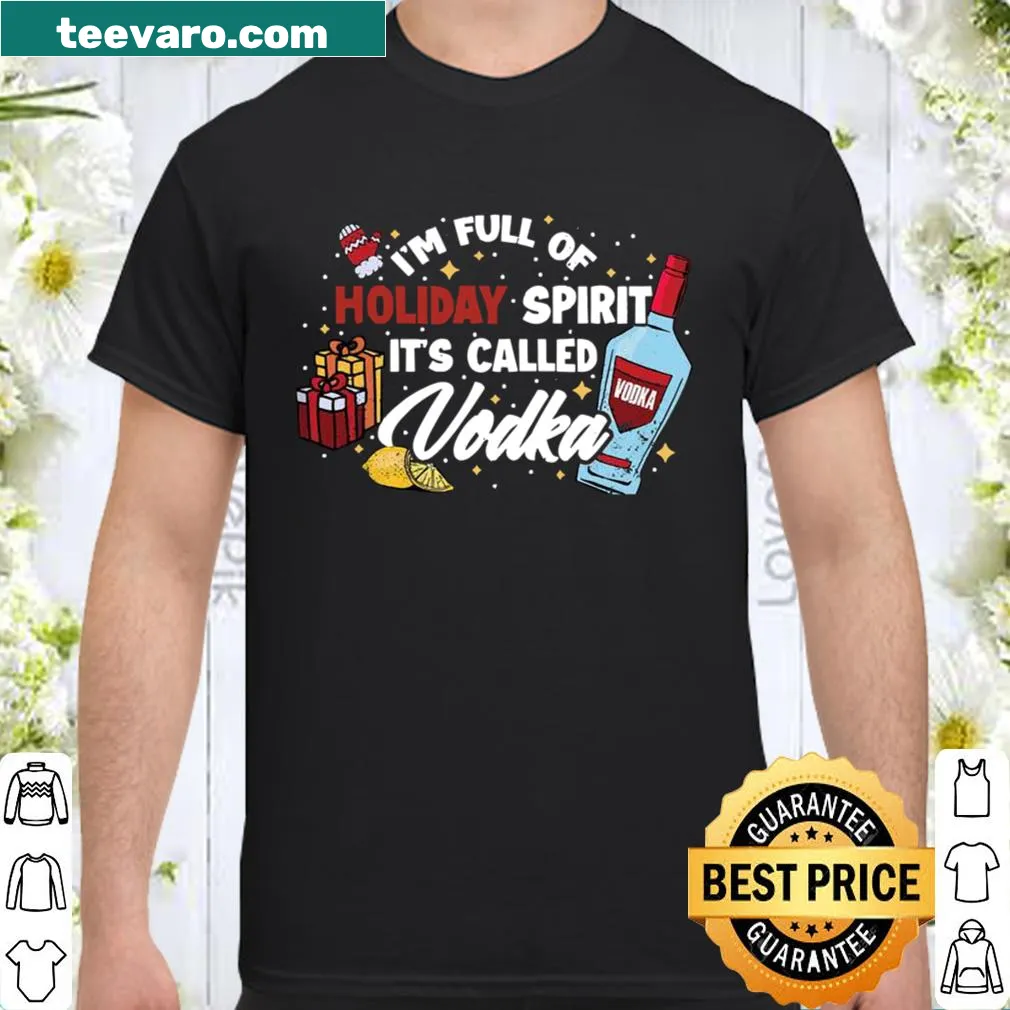 Funny Christmas shirt featuring vodka and holiday spirit humor.