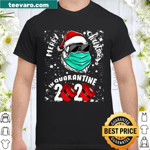 Shirt featuring a humorous Santa face mask design for the holidays