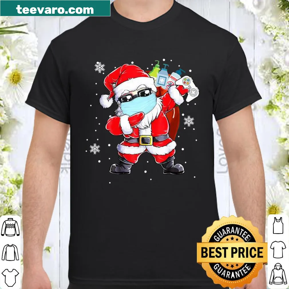 Humorous gaming shirt featuring Santa dabbing in a mask