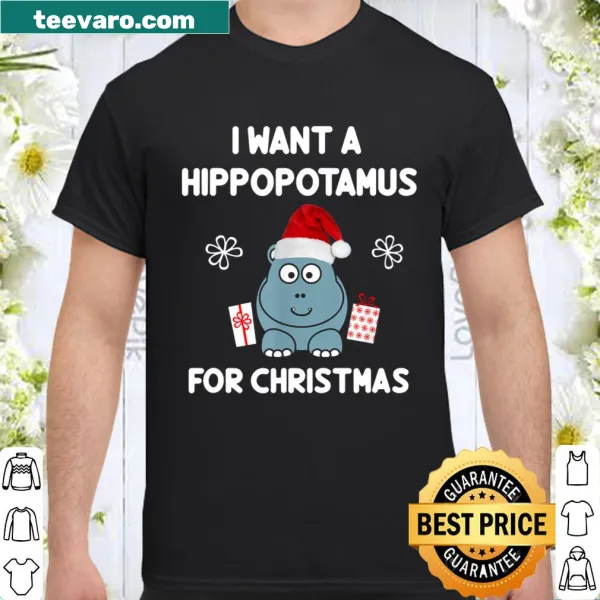 Humorous hippopotamus graphic for a funny Christmas shirt