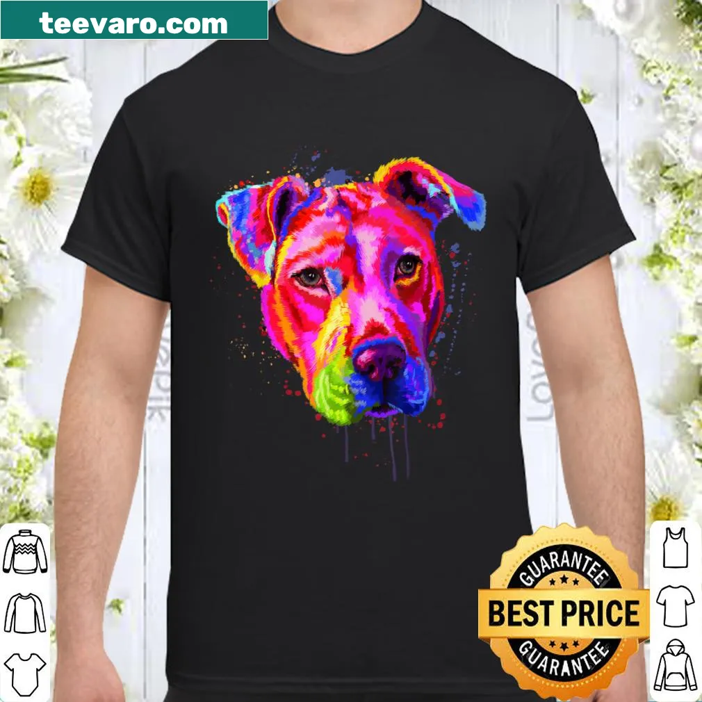 Watercolor dog art shirt featuring a funny pitbull design