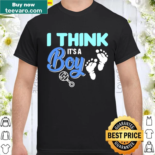 Baby shower shirt for gender reveal with cheerful text