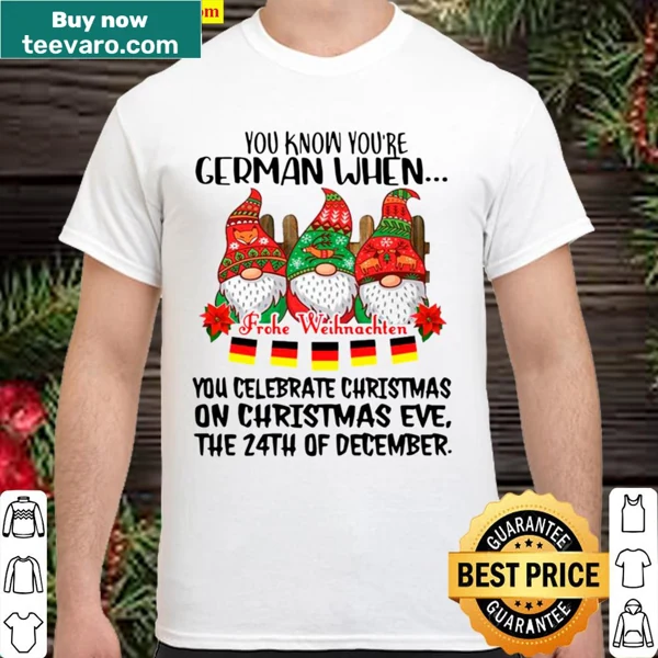 German-themed Christmas shirt with playful gnome graphics