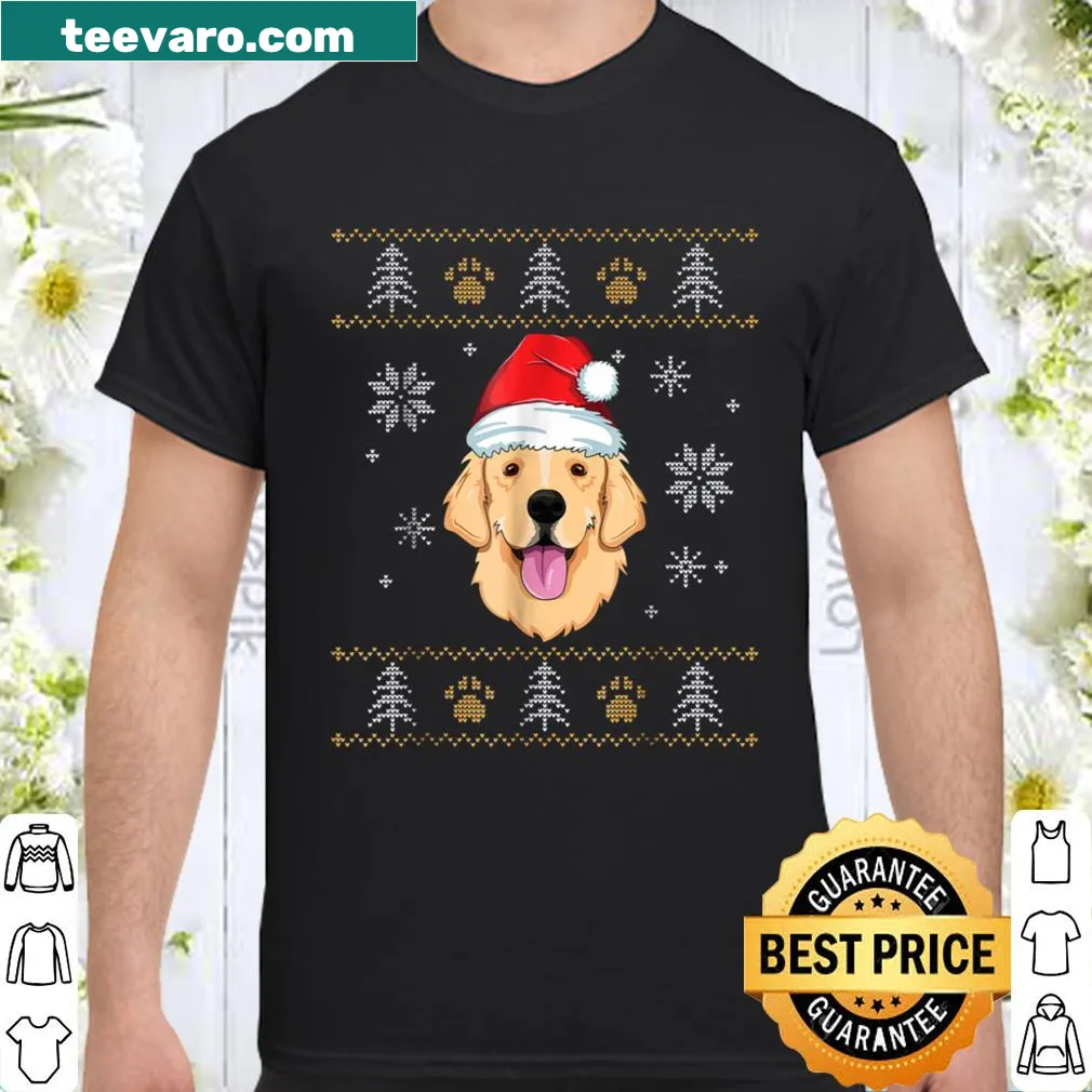 Cartoon Golden Retriever design for kids' Christmas pajamas