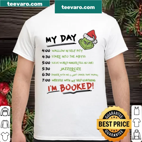 Whimsical Grinch sweatshirt with a daily schedule illustration