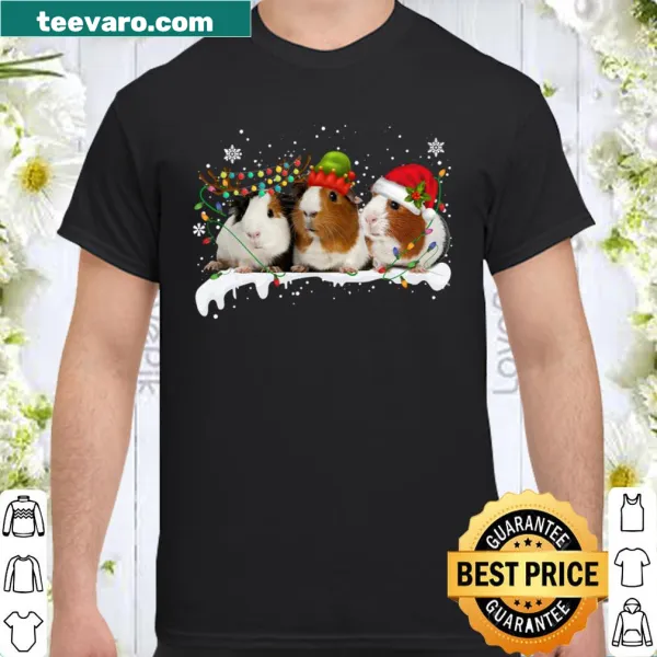 Adorable guinea pig dressed as a reindeer on a festive shirt