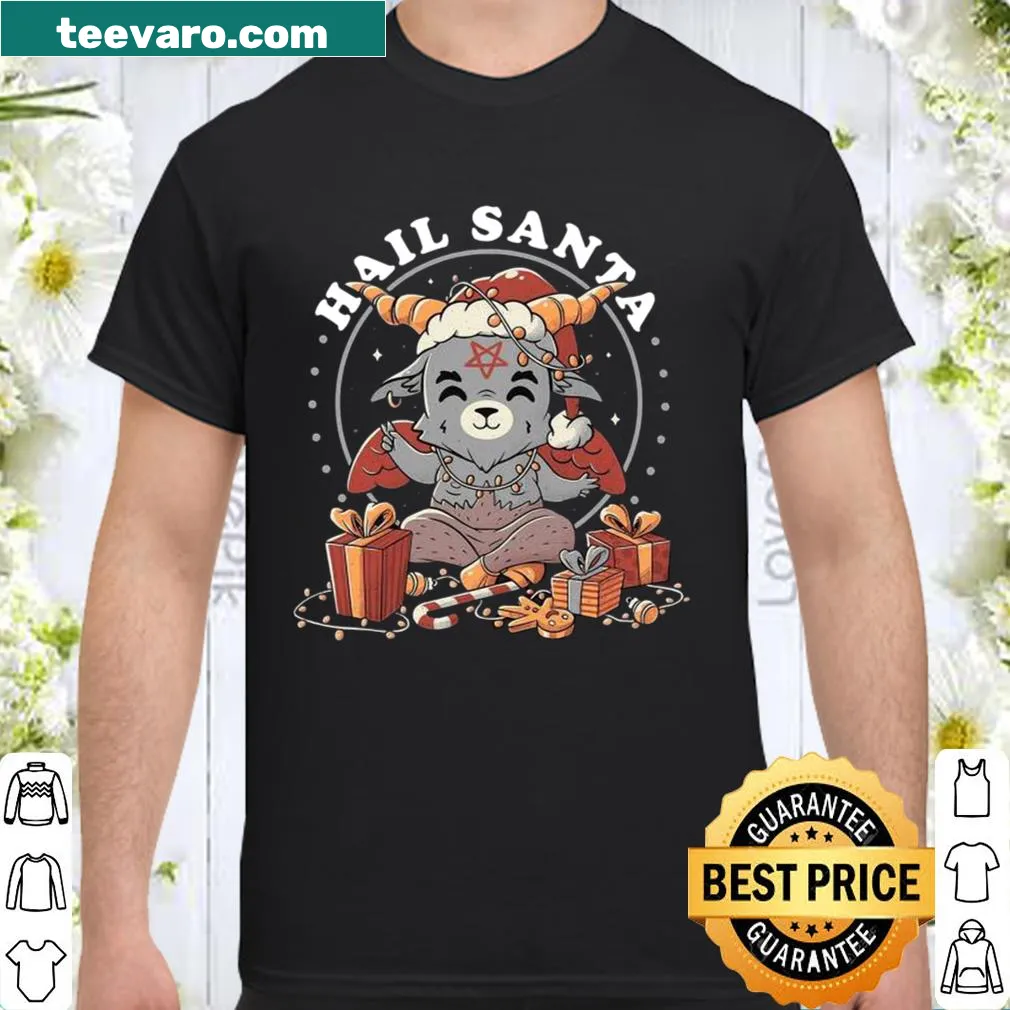 Cheerful Santa Claus graphic with 'Hail Santa Claus' text