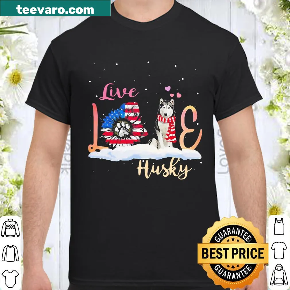 Vintage design featuring a Husky retriever and American flag.