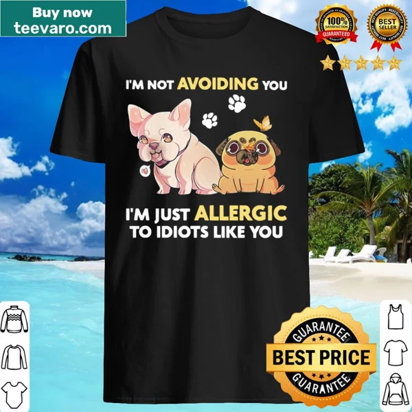 Sarcastic shirt with humorous text about avoiding idiots.