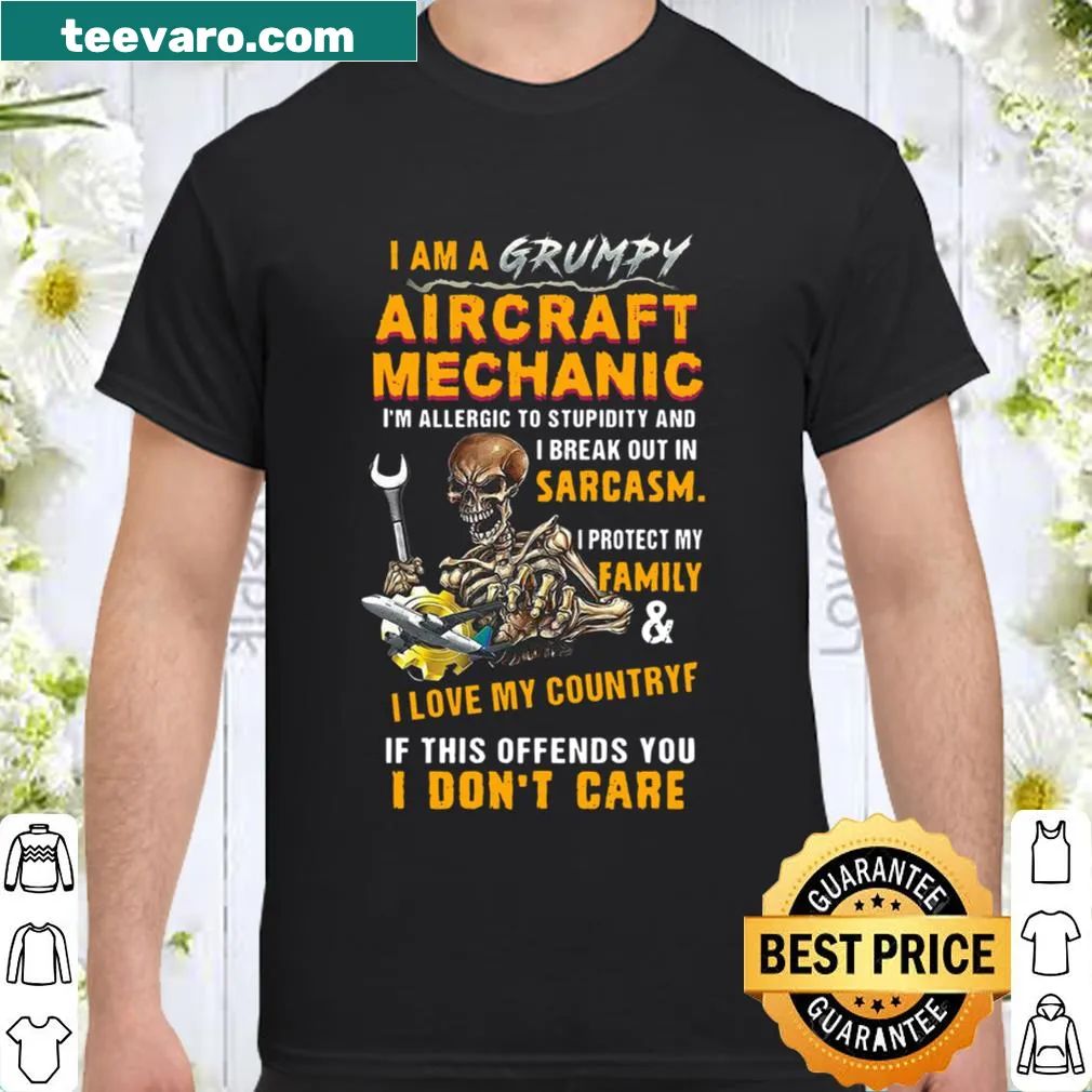 Grumpy aircraft mechanic shirt with humorous text graphic